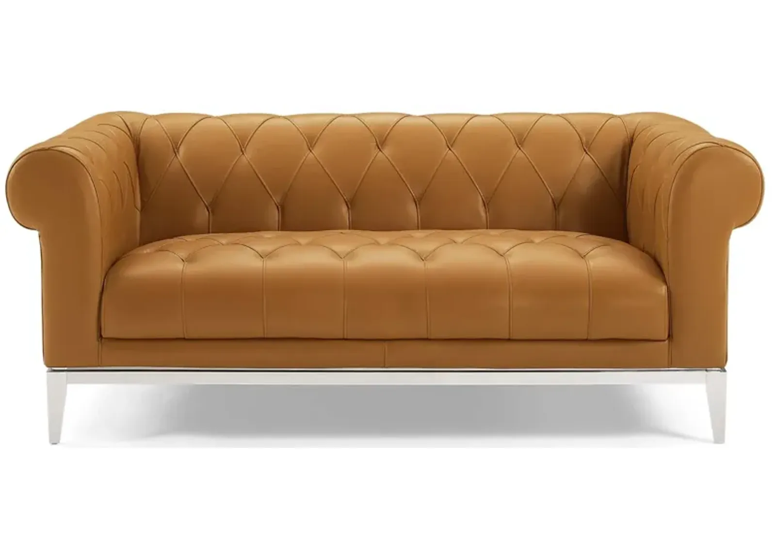 Idyll Tufted Button Upholstered Leather Chesterfield Loveseat