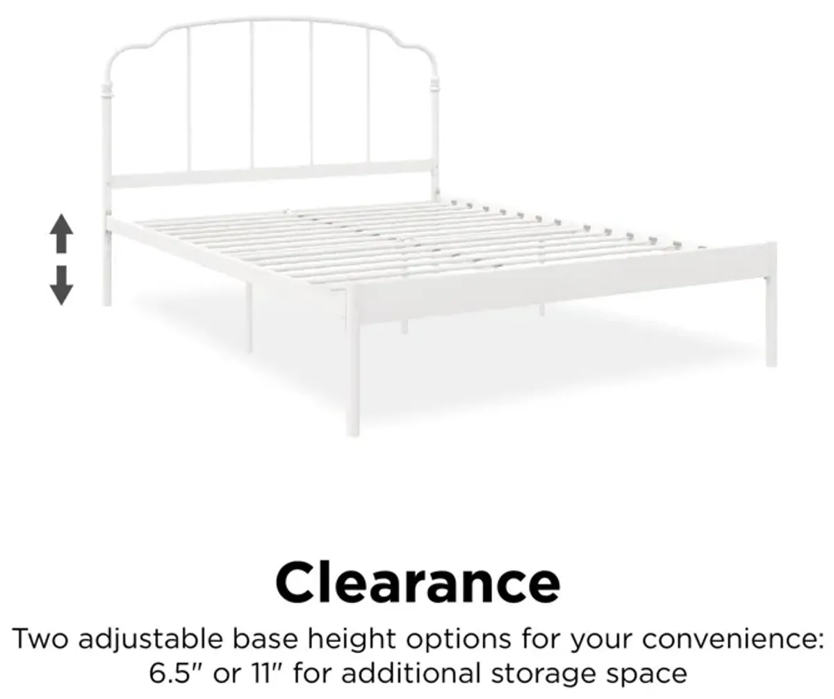 Camie Metal Bed, Queen, White