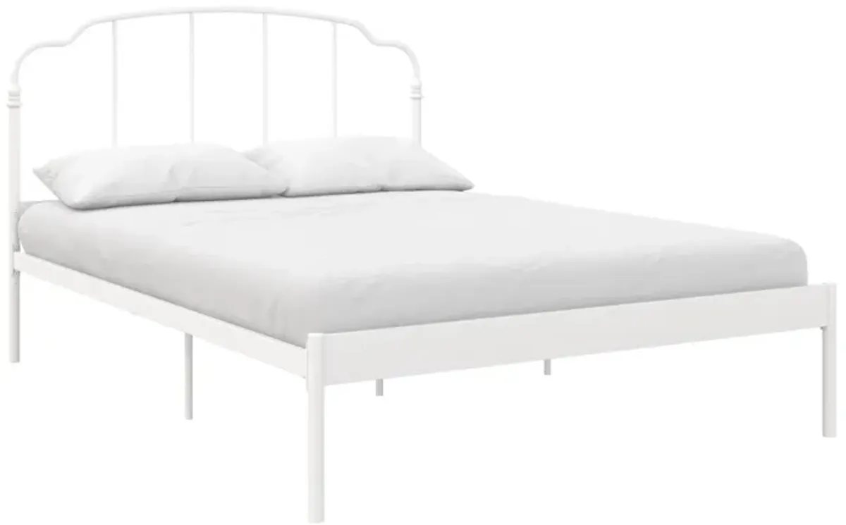 Camie Metal Bed, Queen, White