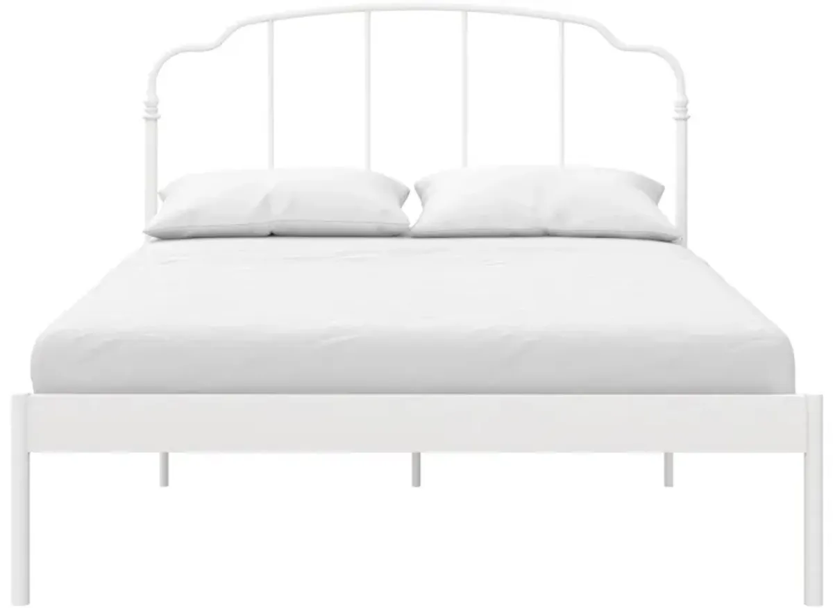 Camie Metal Bed, Queen, White