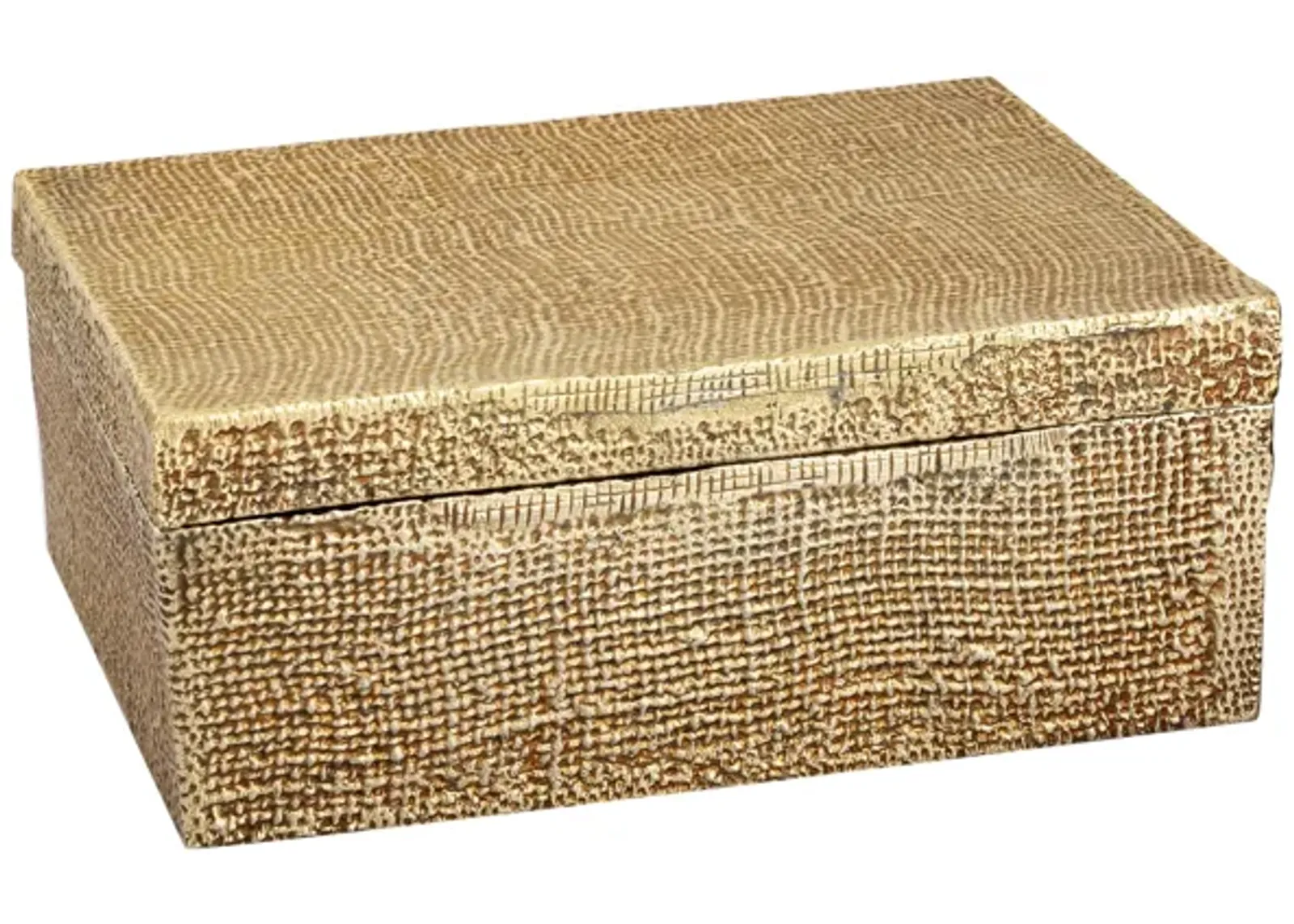 Square Linen Texture Box - Small Gold