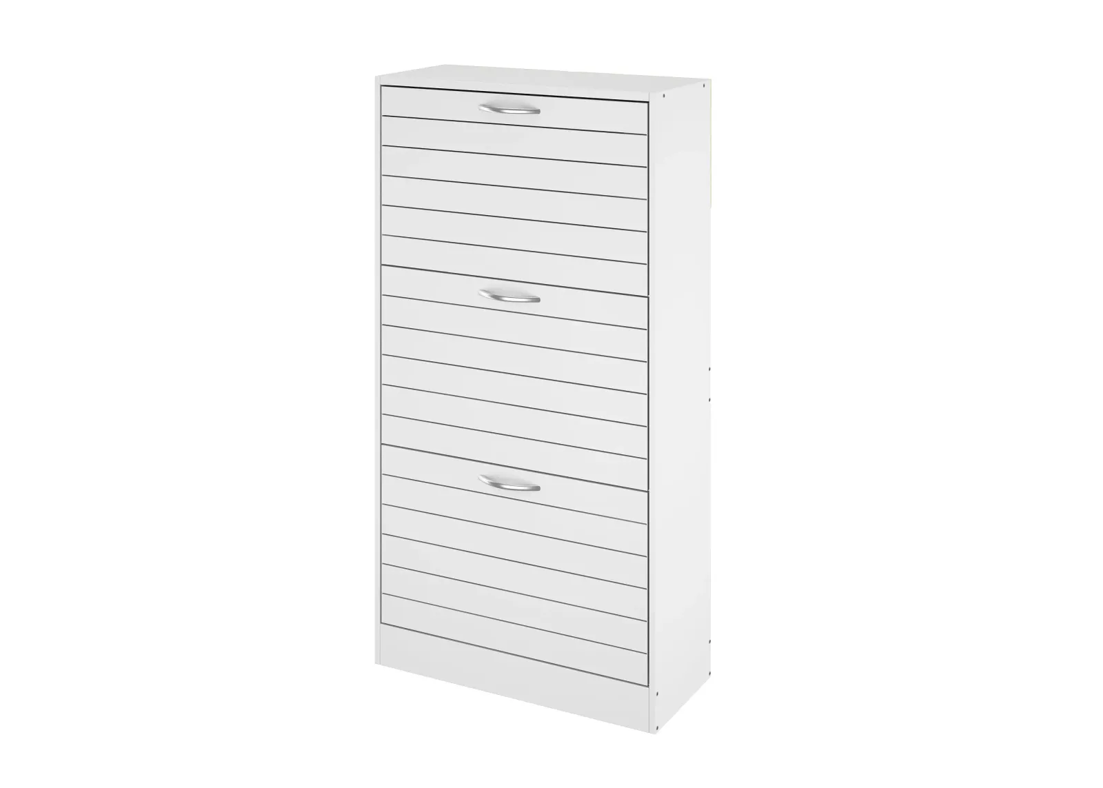 Tiny Shoe Cabinet with 3 Flip Drawers, Shutter Design, Shoe Storage Cabinet Shoe Organizer for Hallway White (22.4”W x 9.4”D x 42.3”H)