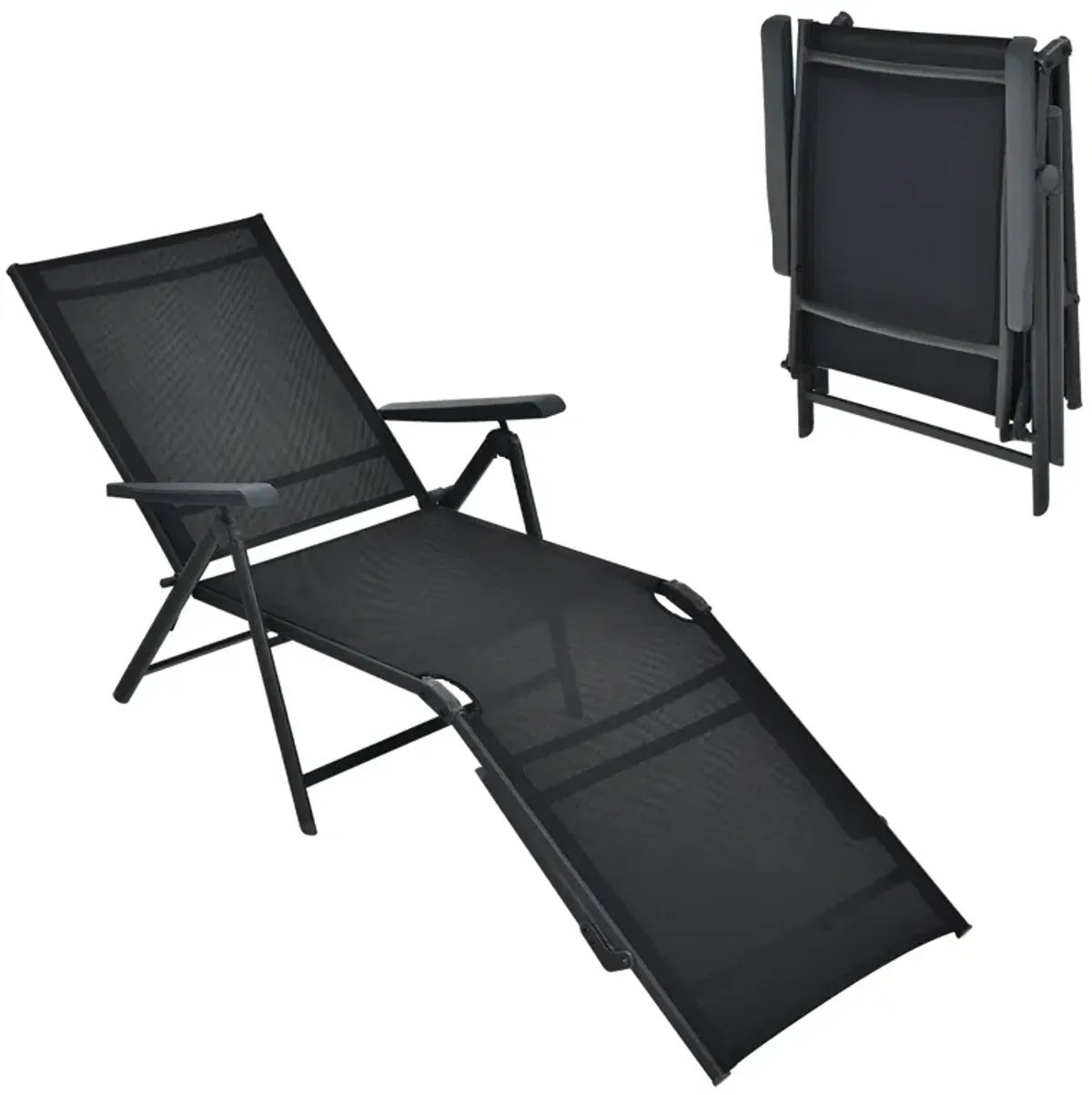 Patio Foldable Chaise Lounge Chair with Backrest and Footrest