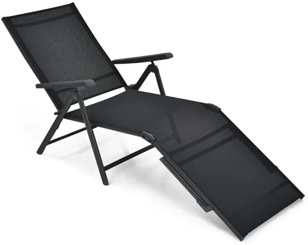 Patio Foldable Chaise Lounge Chair with Backrest and Footrest