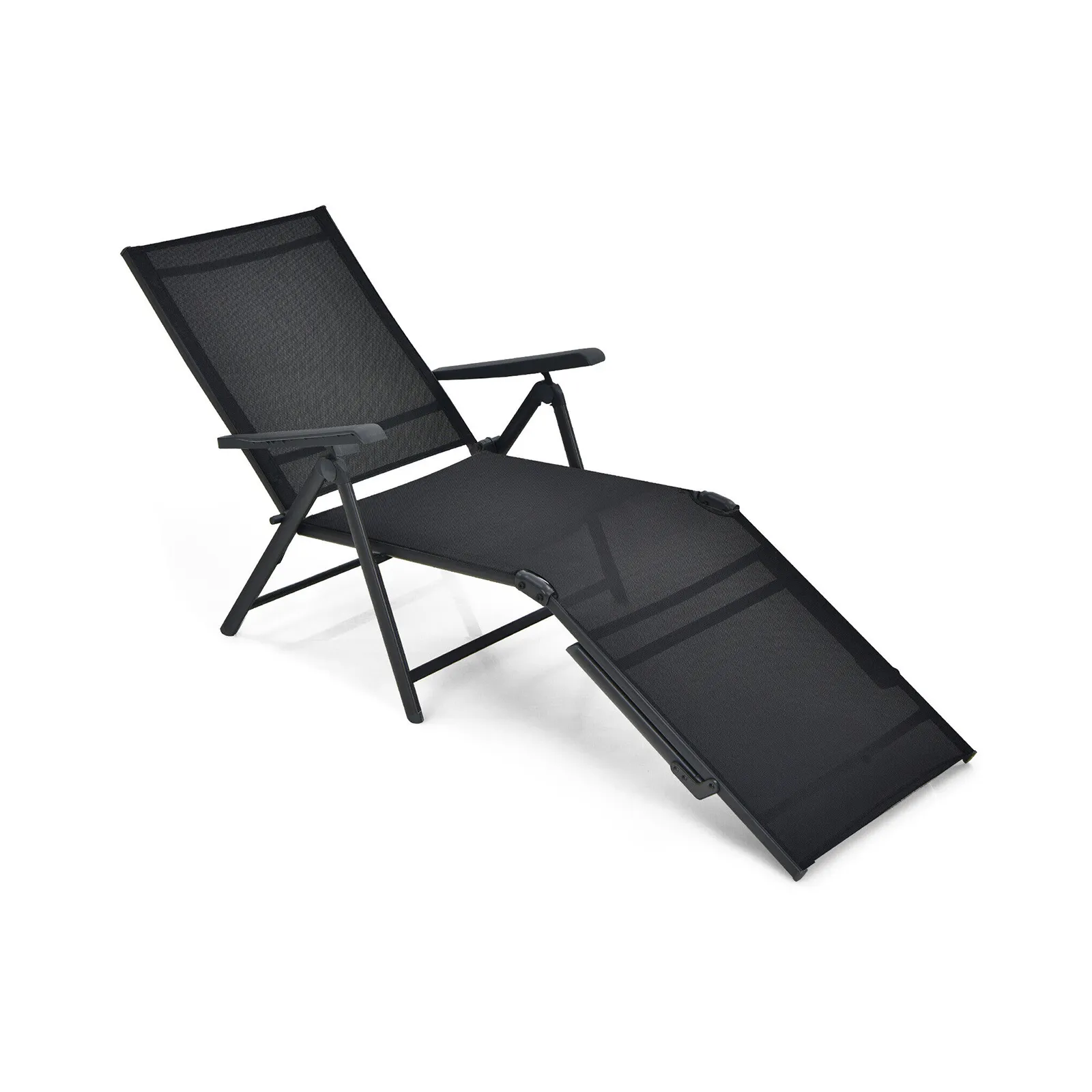 Patio Foldable Chaise Lounge Chair with Backrest and Footrest