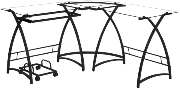 ACME Dazenus Computer Desk, Clear Glass & Black Finish