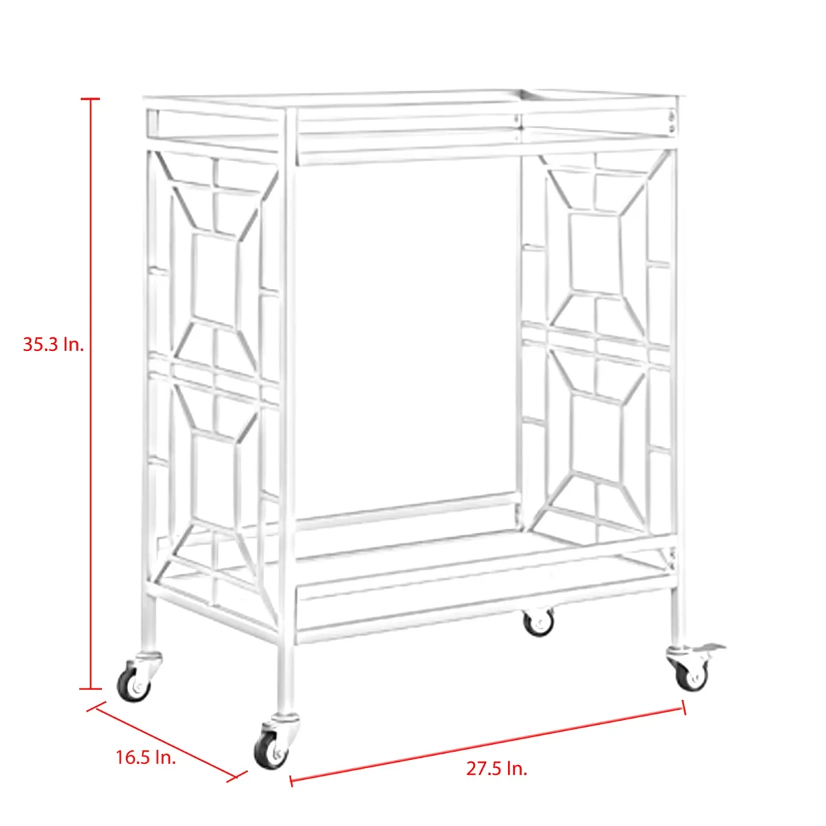 Inspired Home Jared Bar Cart Serving Tray