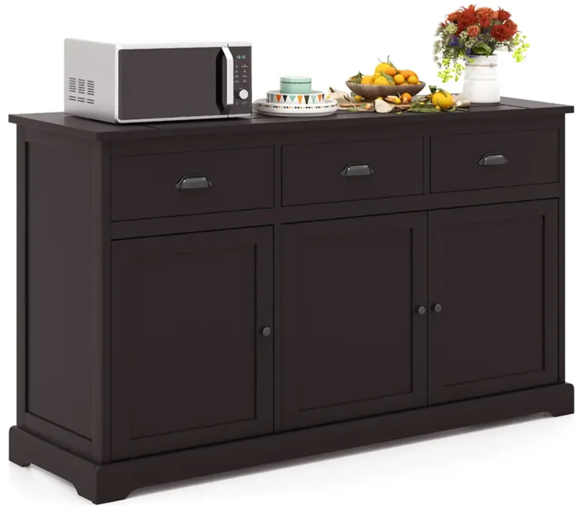 3 Drawers Sideboard Buffet Storage with Adjustable Shelves