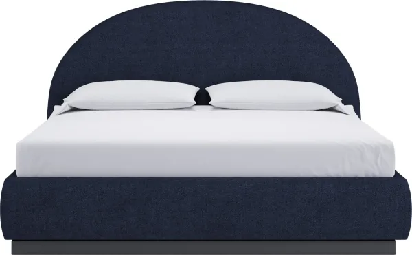 Flex Queen-size Upholstered Bed in Blue Jeans Chenille