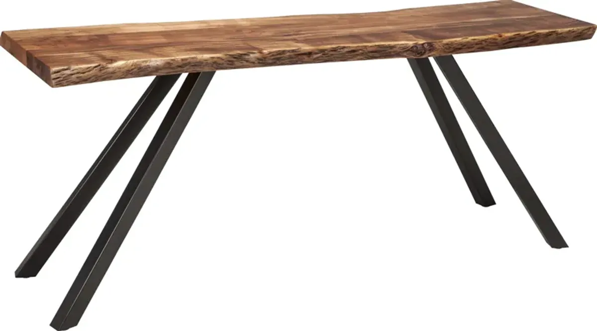 Reese Live Edge Solid Wood Metal Leg Console Table in Natural Acacia