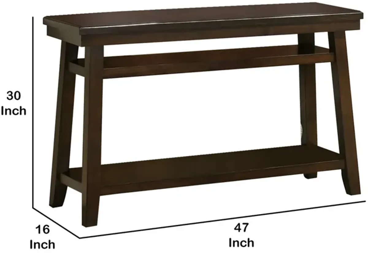 Wooden Console Table with One Open Shelf, Brown-Benzara