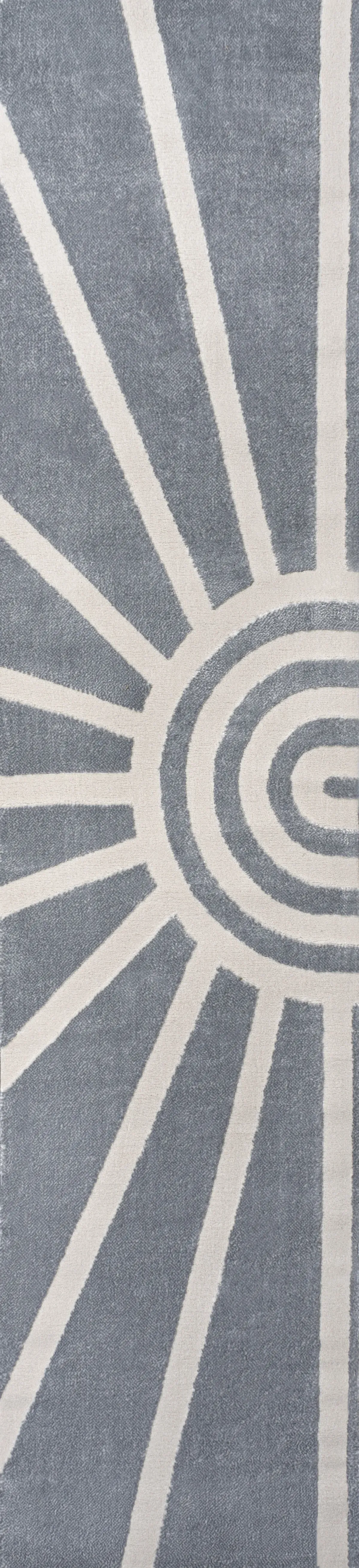 Aelius MidCentury Scandinavian Abstract Sun Two-Tone High-Low Blue/White 2x8 Runner Rug
