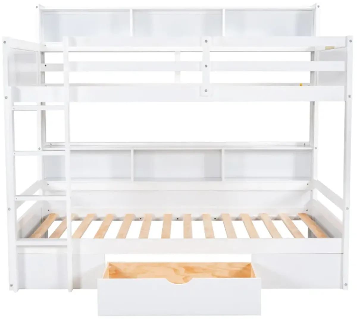 Merax Modern Bunk Bed with Built-in Shelves