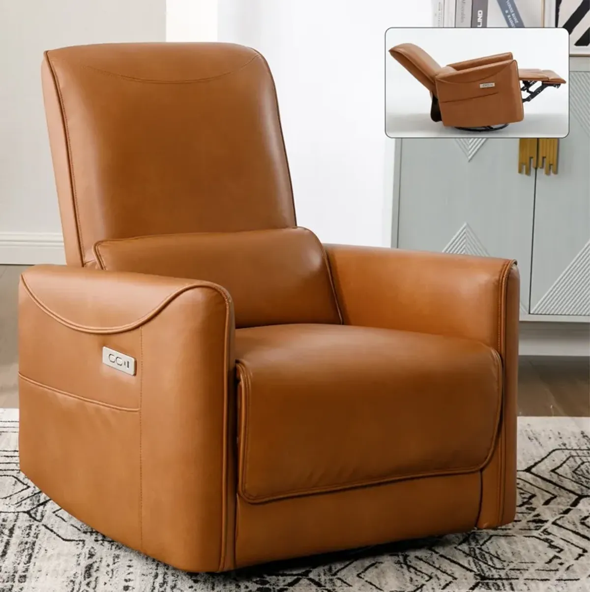 Mondawe Swivel and Rocker Power Recliner Chair, Heavy Duty Motion Mechanism with USB and Type-C Ports