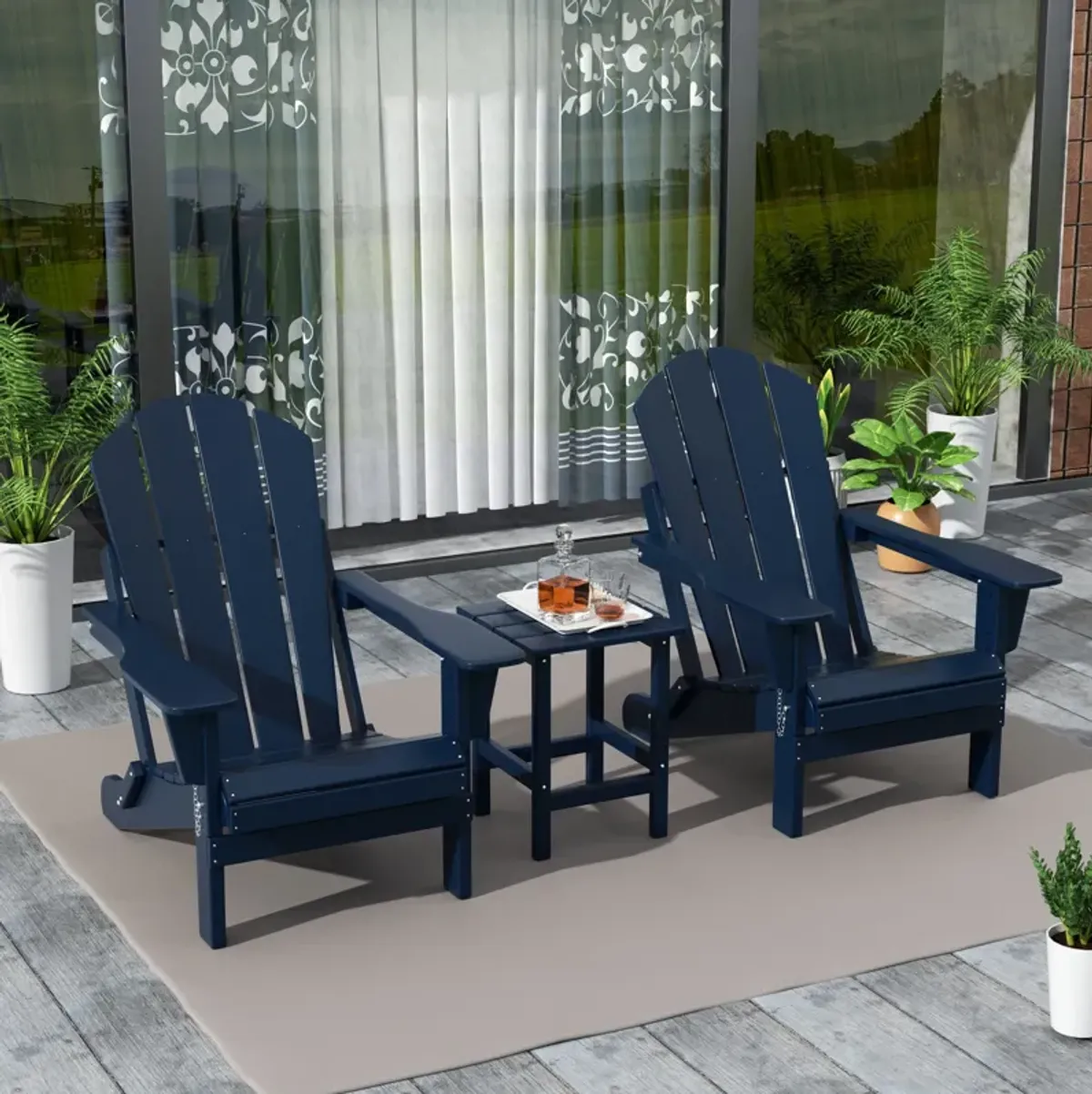 WestinTrends 3-Piece Outdoor Patio Adirondack Chairs with Side Table Set