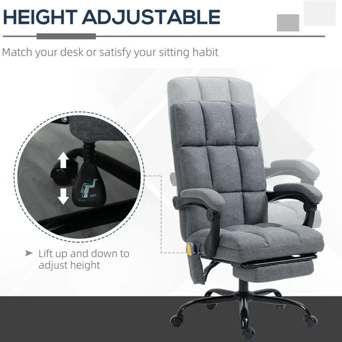 Dark Grey Work Relaxation: Reclining Massage Office Chair