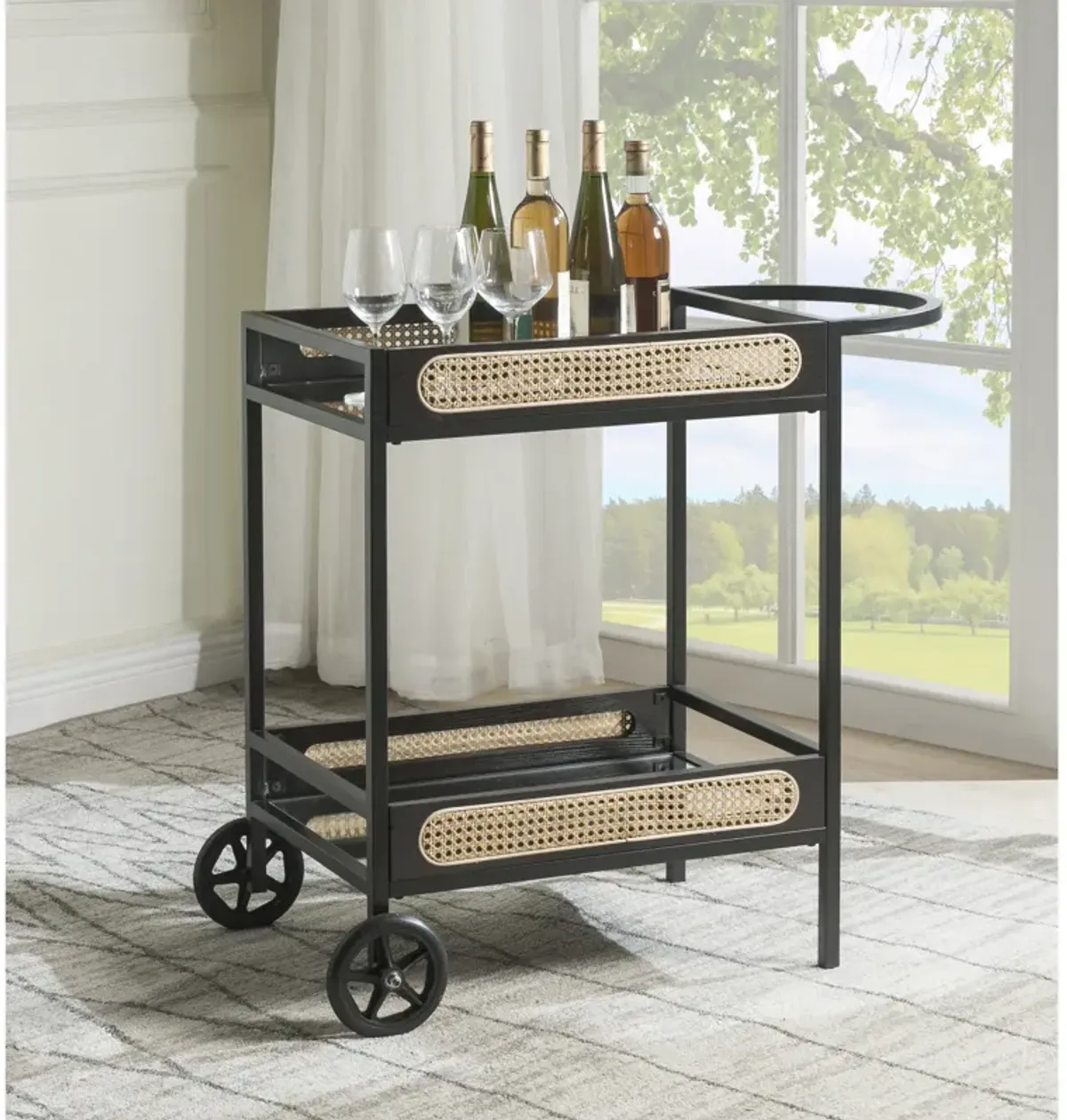 Colson Serving Cart, Black Finish AC01082