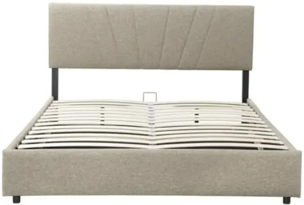 Upholstered Platform Bed with Lift-Up Storage and Tufted Headboard