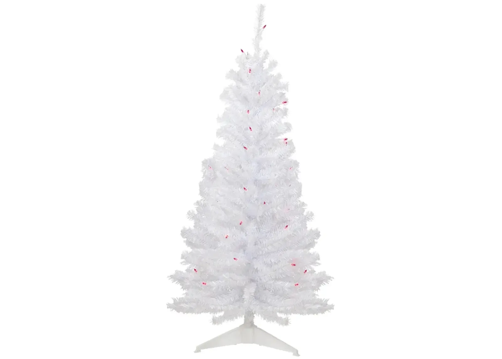 4' Pre-Lit Woodbury White Pine Slim Artificial Christmas Tree  Pink Lights