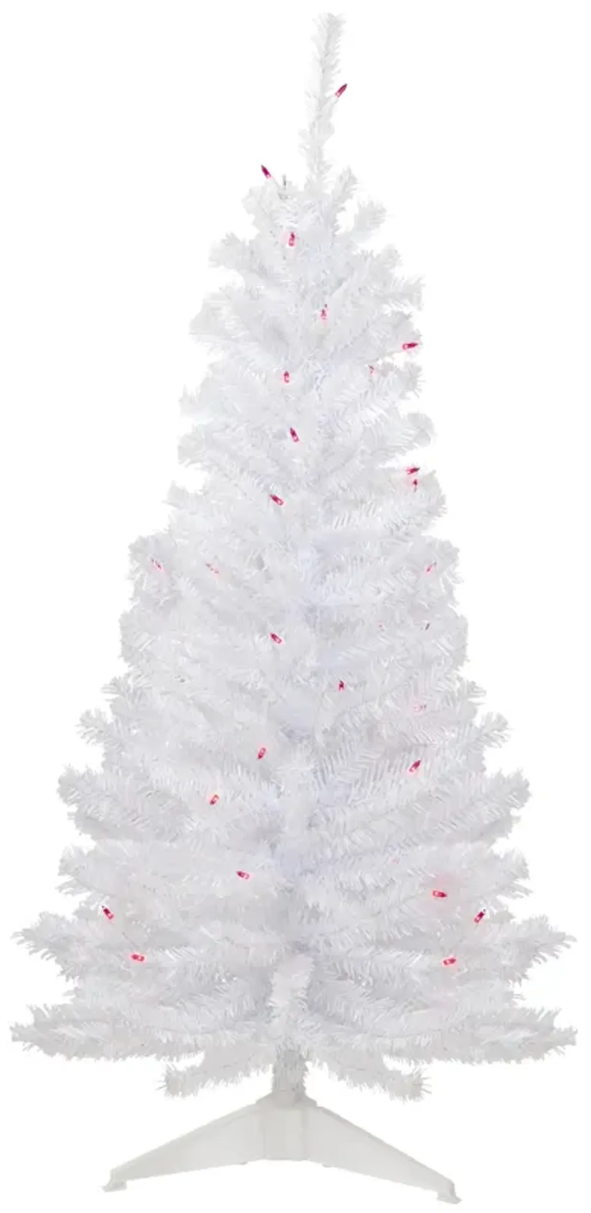 4' Pre-Lit Woodbury White Pine Slim Artificial Christmas Tree  Pink Lights