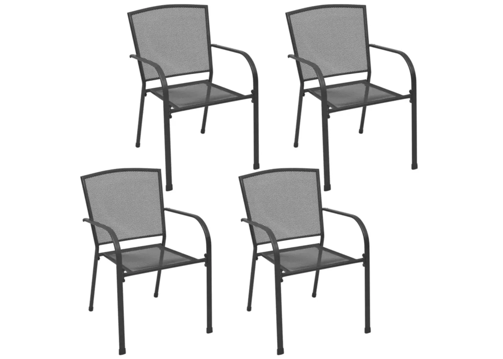 vidaXL Outdoor Chairs 4 pcs Mesh Design Anthracite Steel