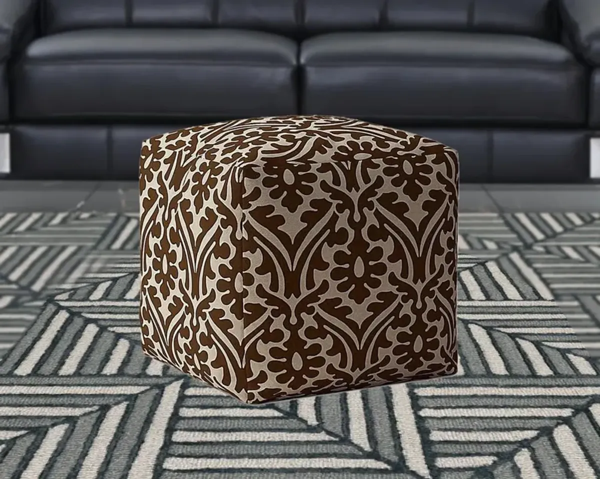 Hivvago 17" Brown Damask Pouf Ottoman