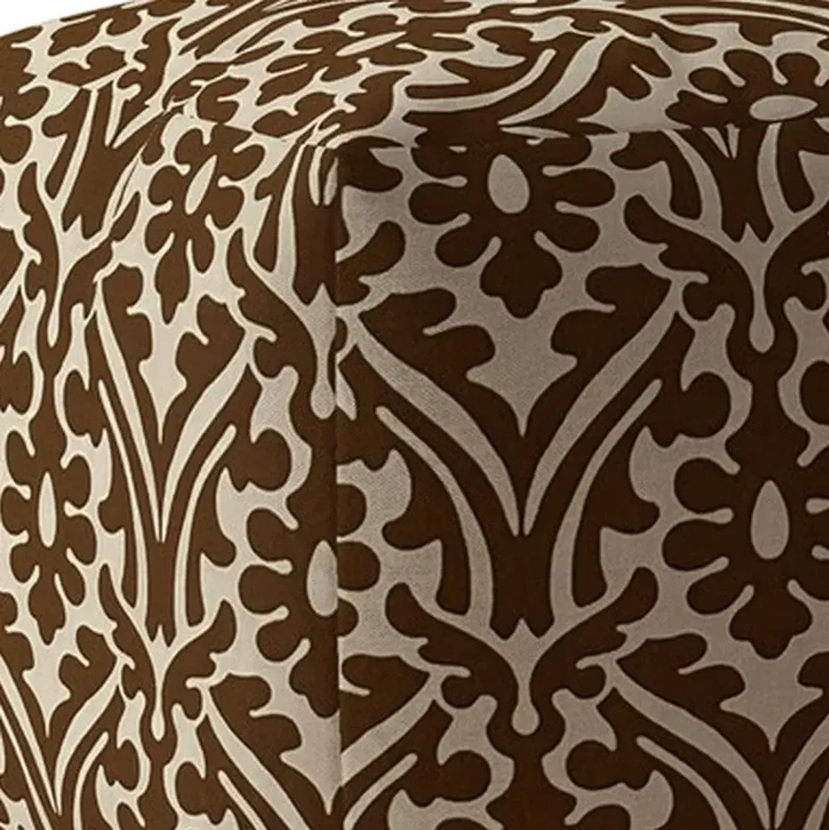 Hivvago 17" Brown Damask Pouf Ottoman