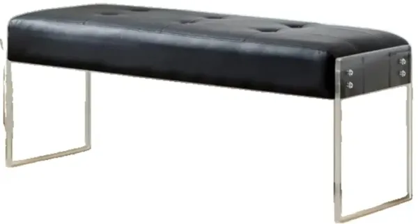 Hivvago Modern Black Faux Leather Upholstered End of Bed Bench with Transparent Legs