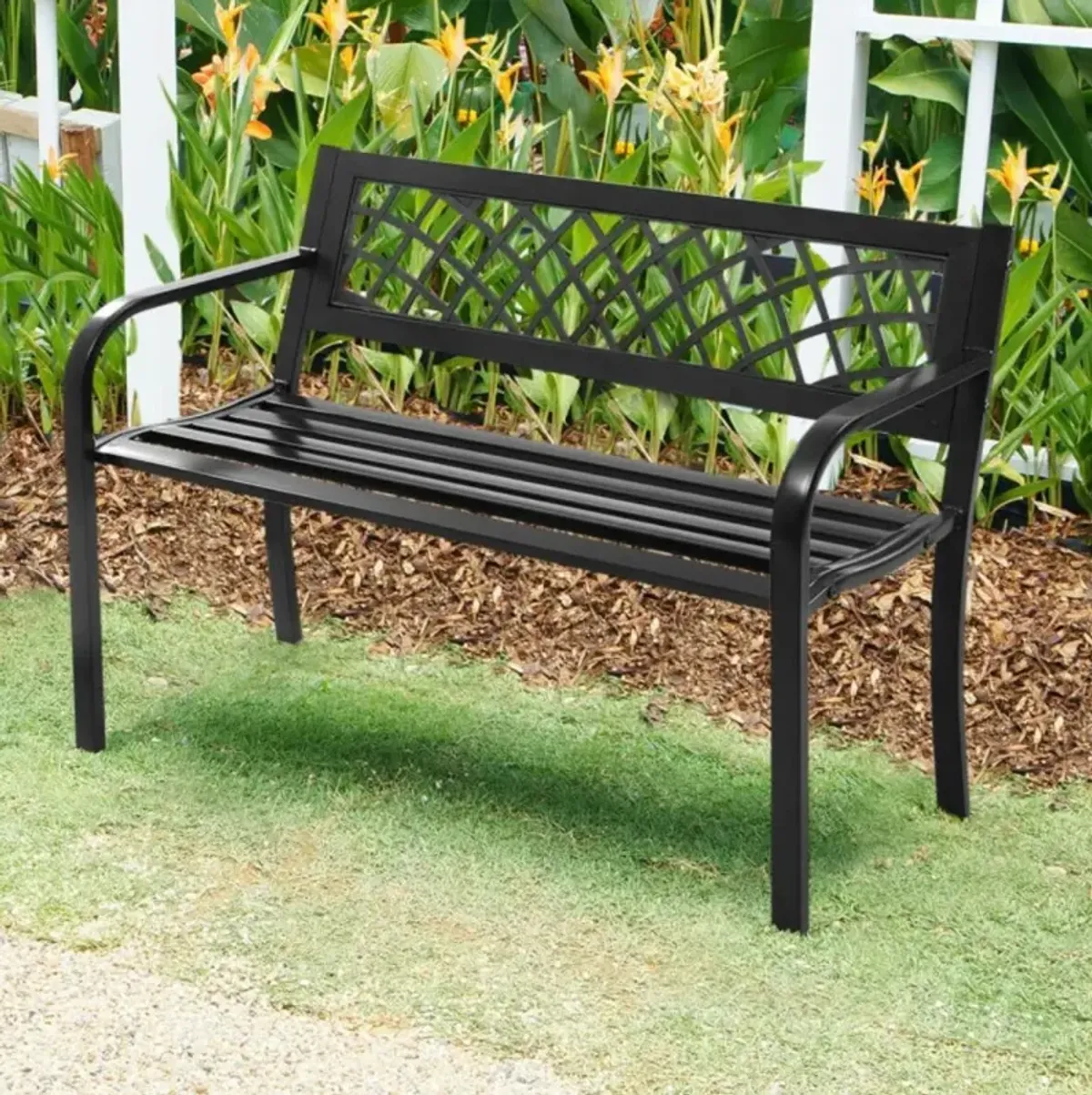 Hivvago Bench Deck with Steel Frame for outdoor