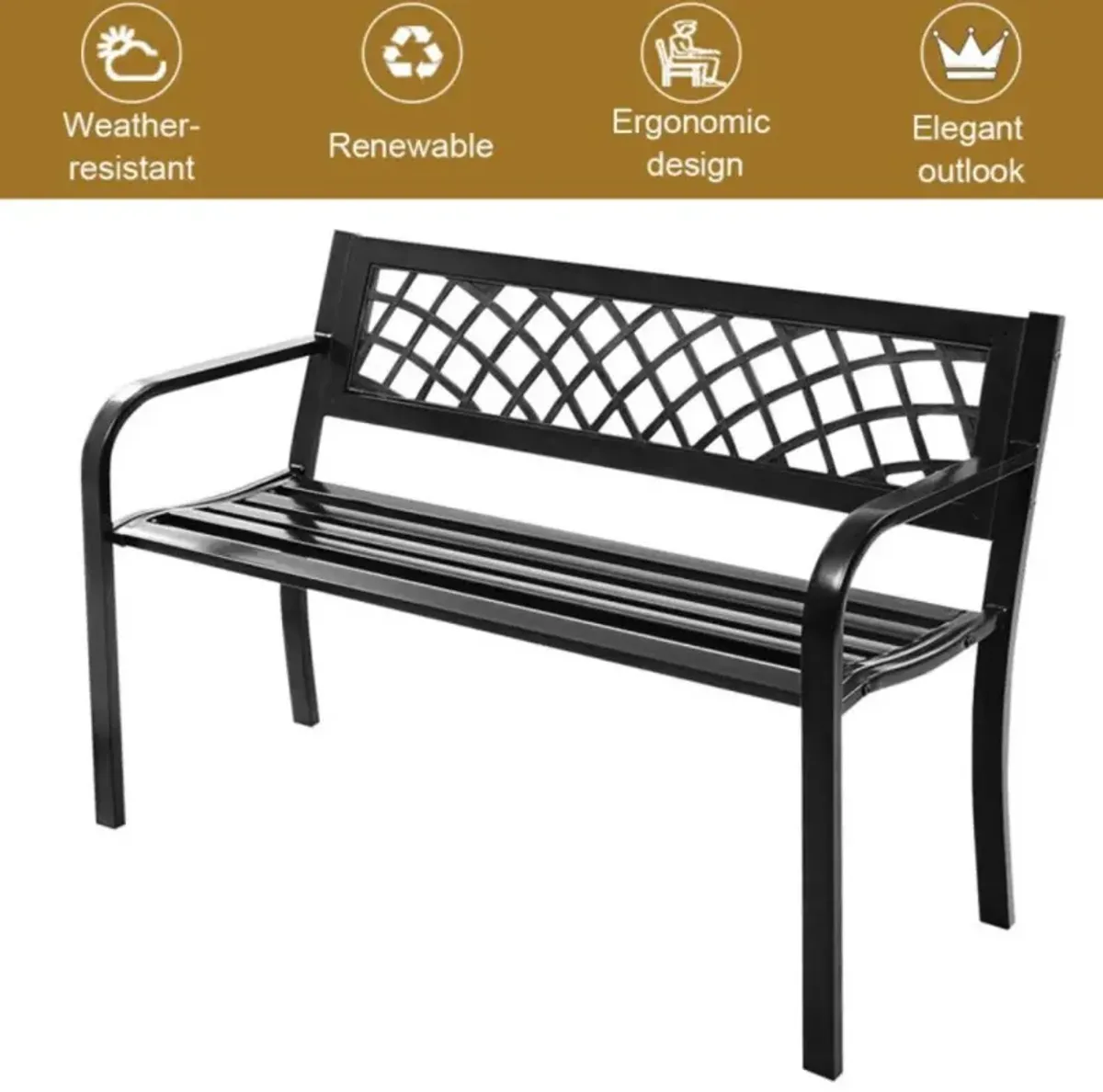 Hivvago Bench Deck with Steel Frame for outdoor