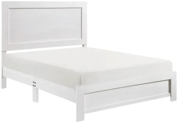 Eby King Size Bed, Rustic Farmhouse Style, White Finish Wood Veneer - Benzara