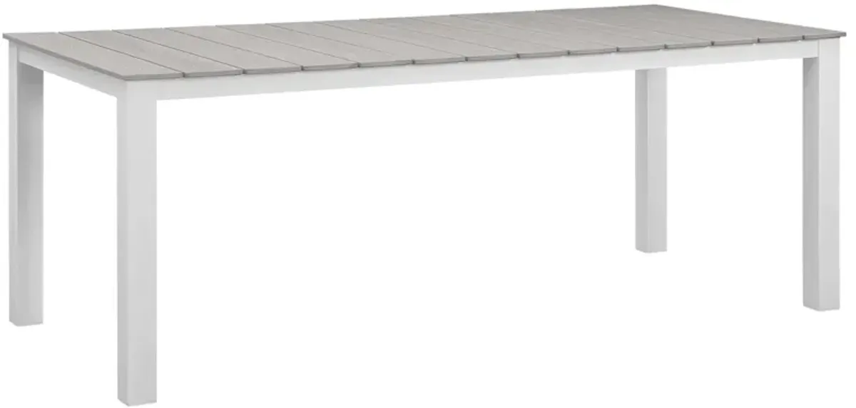 Modway - Maine 80" Outdoor Patio Dining Table White Light Gray