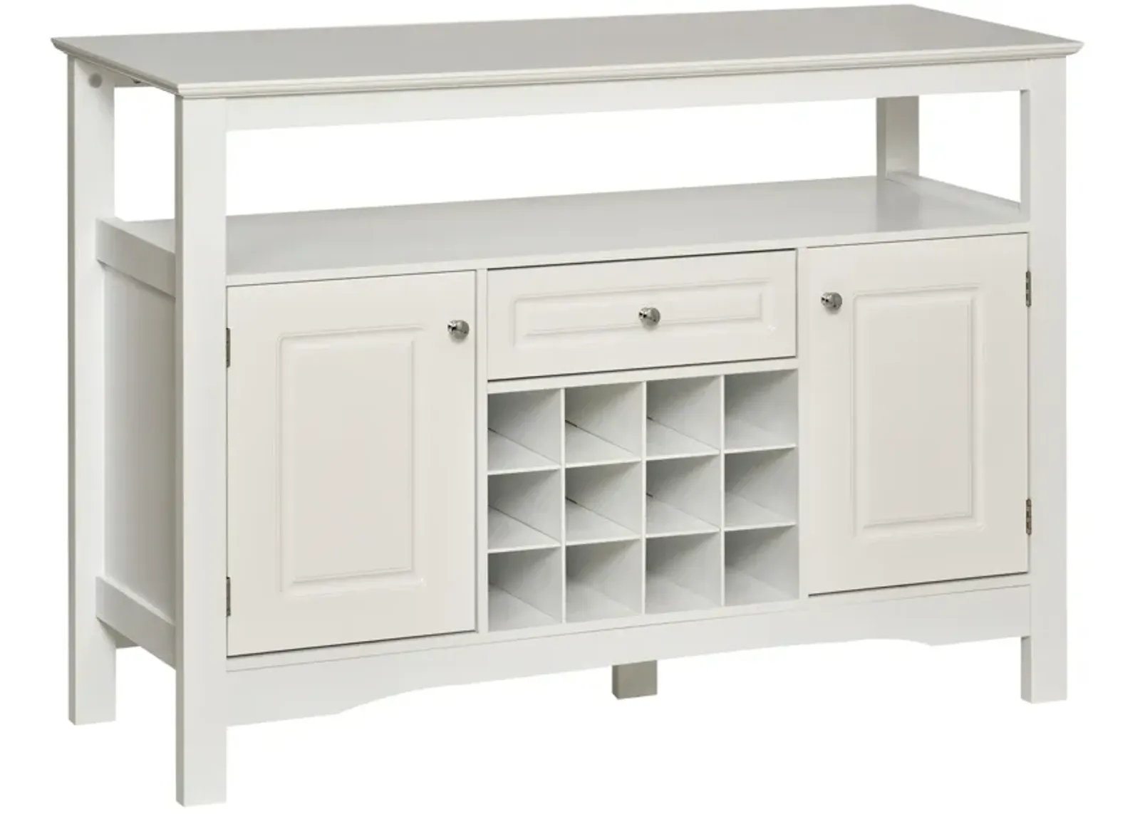 White Dining Room Hutch: Sideboard Buffet with Wine Rack and Drawer