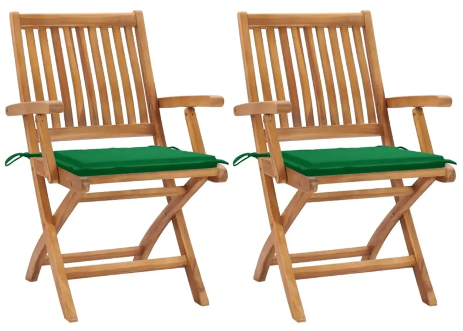 vidaXL Garden Chairs 2 pcs with Green Cushions Solid Teak Wood