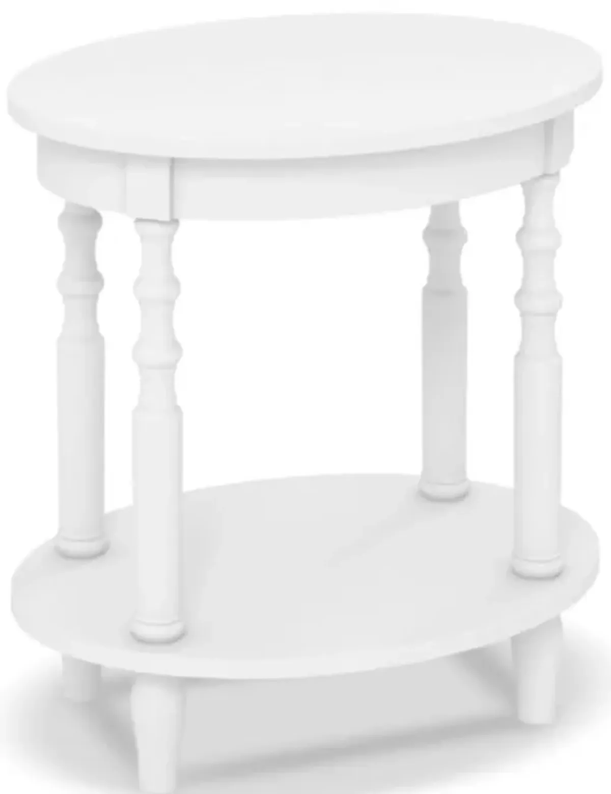 Hivvago 2-Tier Oval Side Table with Storage Shelf and Solid Wood Legs