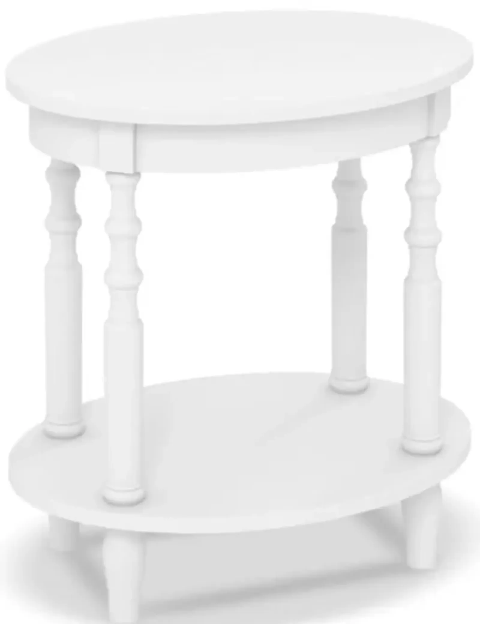 Hivvago 2-Tier Oval Side Table with Storage Shelf and Solid Wood Legs