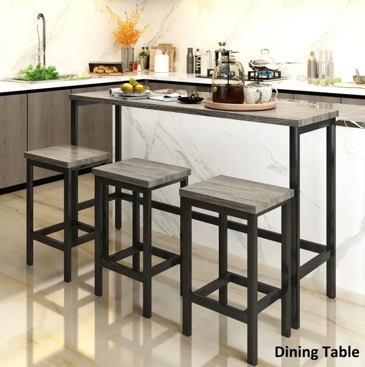 Merax Counter Height Extra Long Dining Table Set