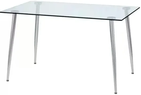 Hivvago Modern 51-inch x 30-inch Glass Top Dining Table with Silver Metal Legs
