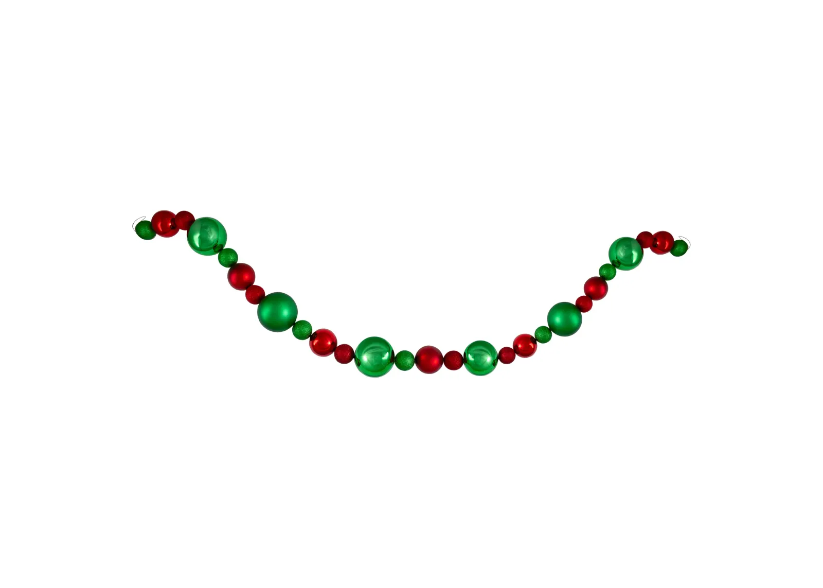 6' Red and Green 3-Finish Shatterproof Ball Christmas Garland