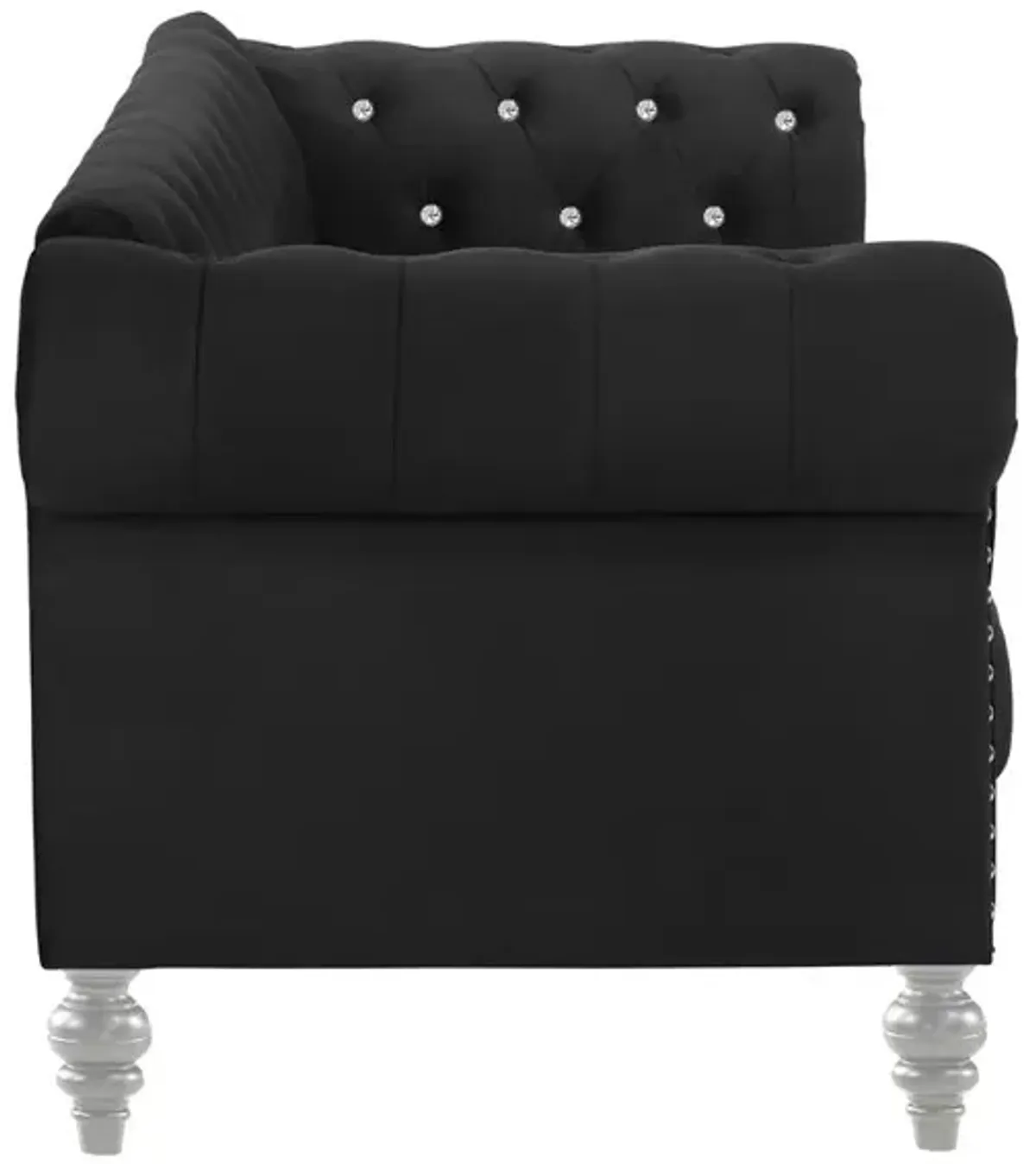 New Classic Furniture Furniture Emma Velvet Fabric Sofa with Rolled Arms in Black