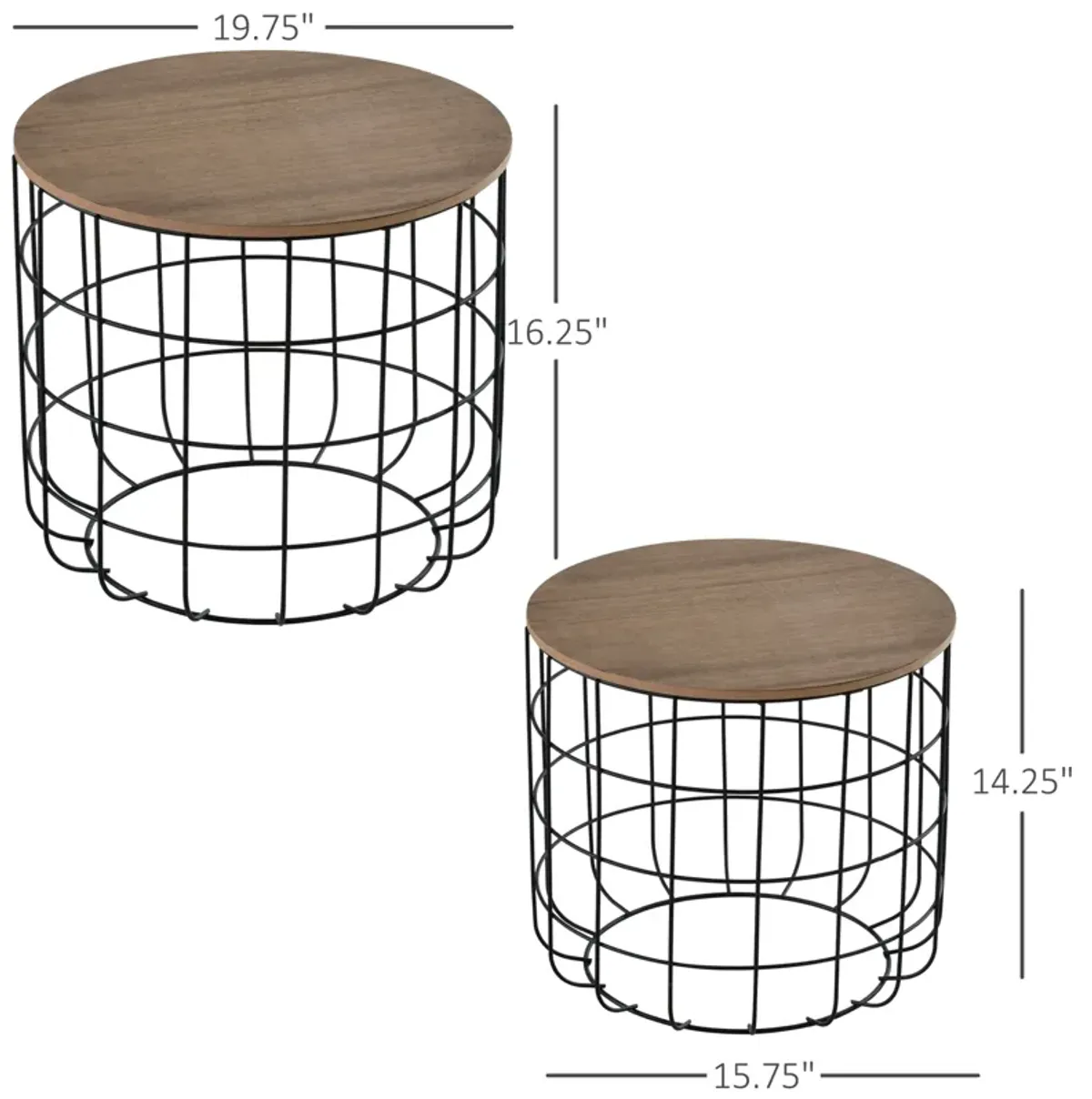 Brown/Black Living Set: Industrial Coffee and End Table Combo