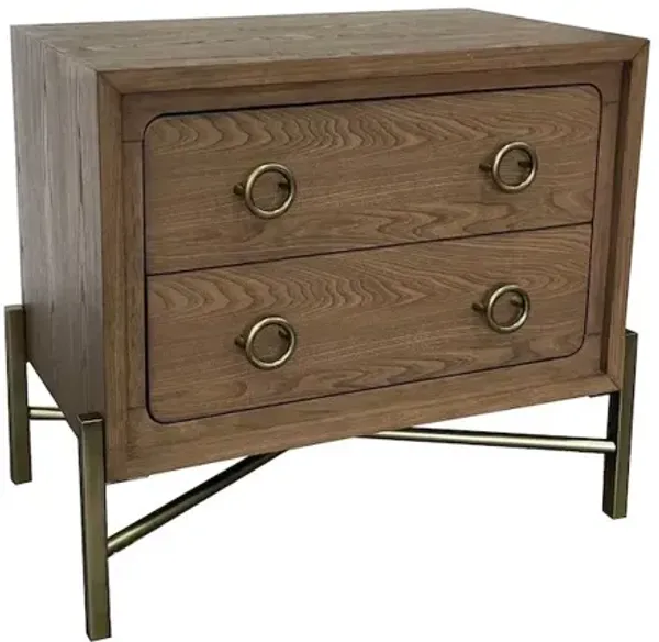 Aurora 2 Drawer Nightstand W/ USB - Latte