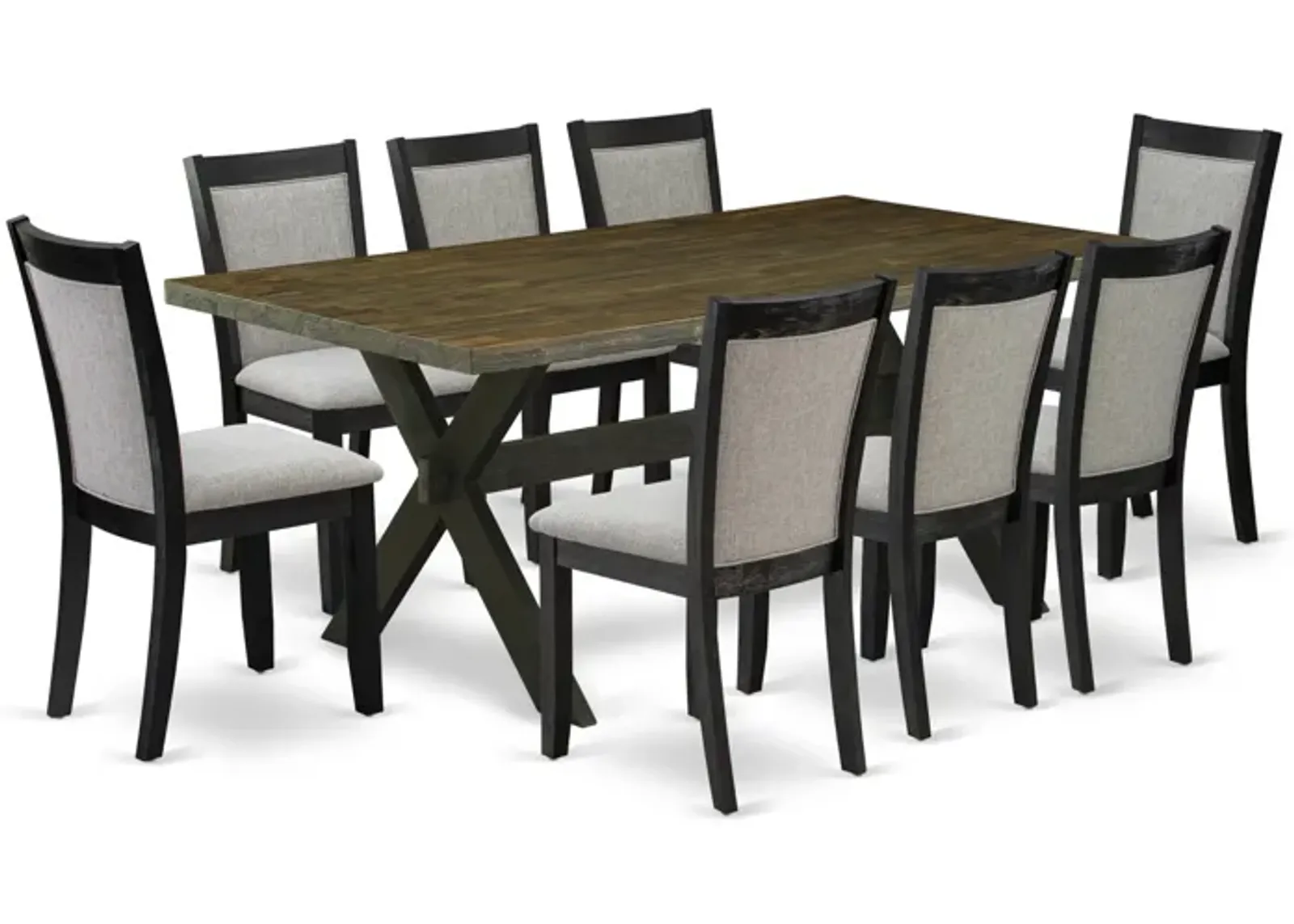 East West Furniture X677MZ606-9 9Pc Dinette Set - Rectangular Table and 8 Parson Chairs - Multi-Color Color