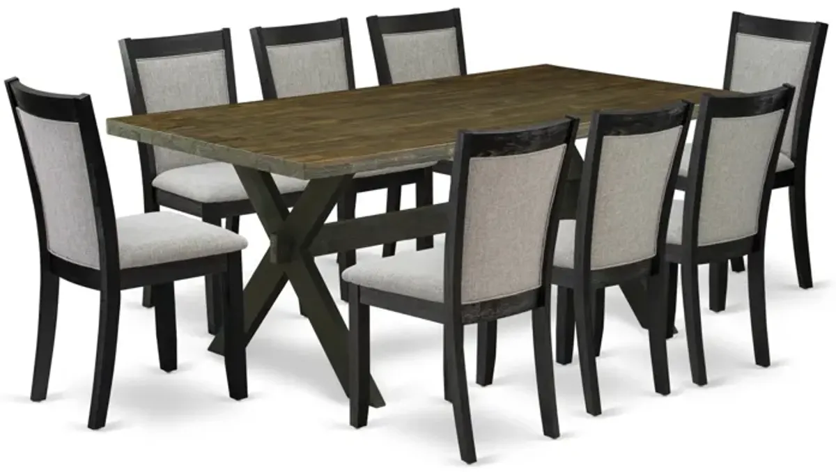 East West Furniture X677MZ606-9 9Pc Dinette Set - Rectangular Table and 8 Parson Chairs - Multi-Color Color