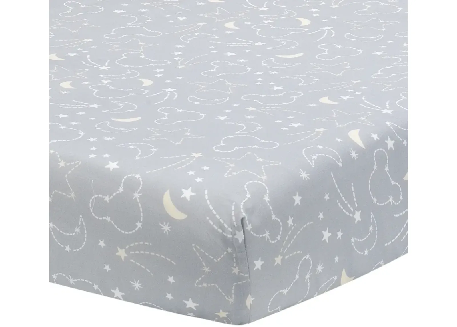 Disney Baby Mickey Mouse Gray/Yellow Celestial Fitted Crib Sheet by Lambs & Ivy