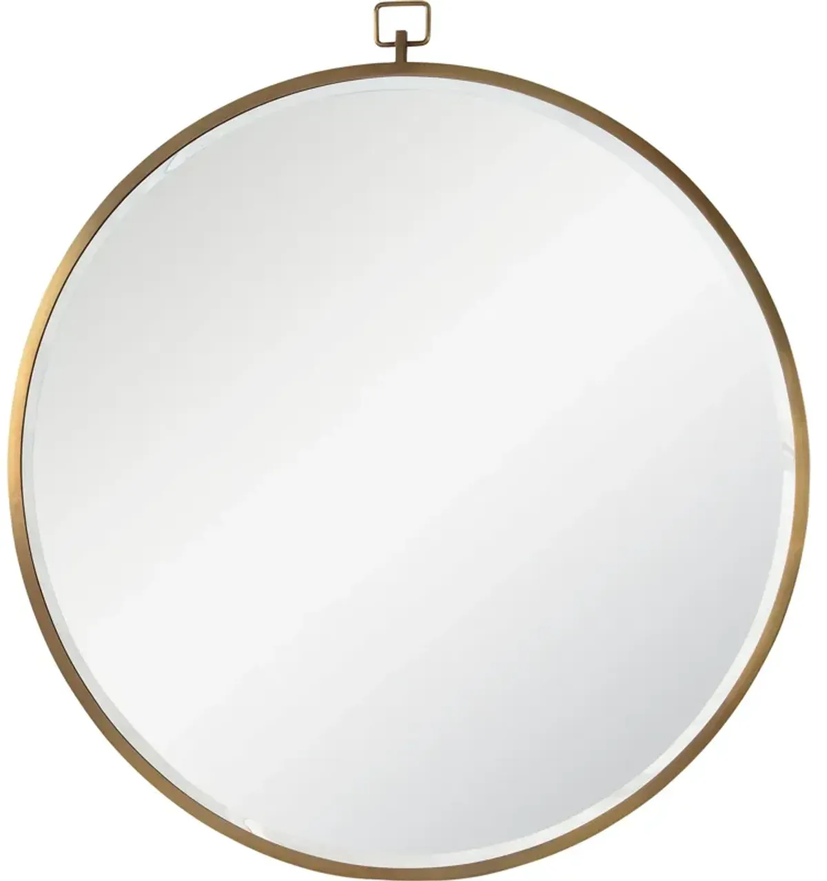 34" Bronze Glass Framed Beveled Round Wall Mirror