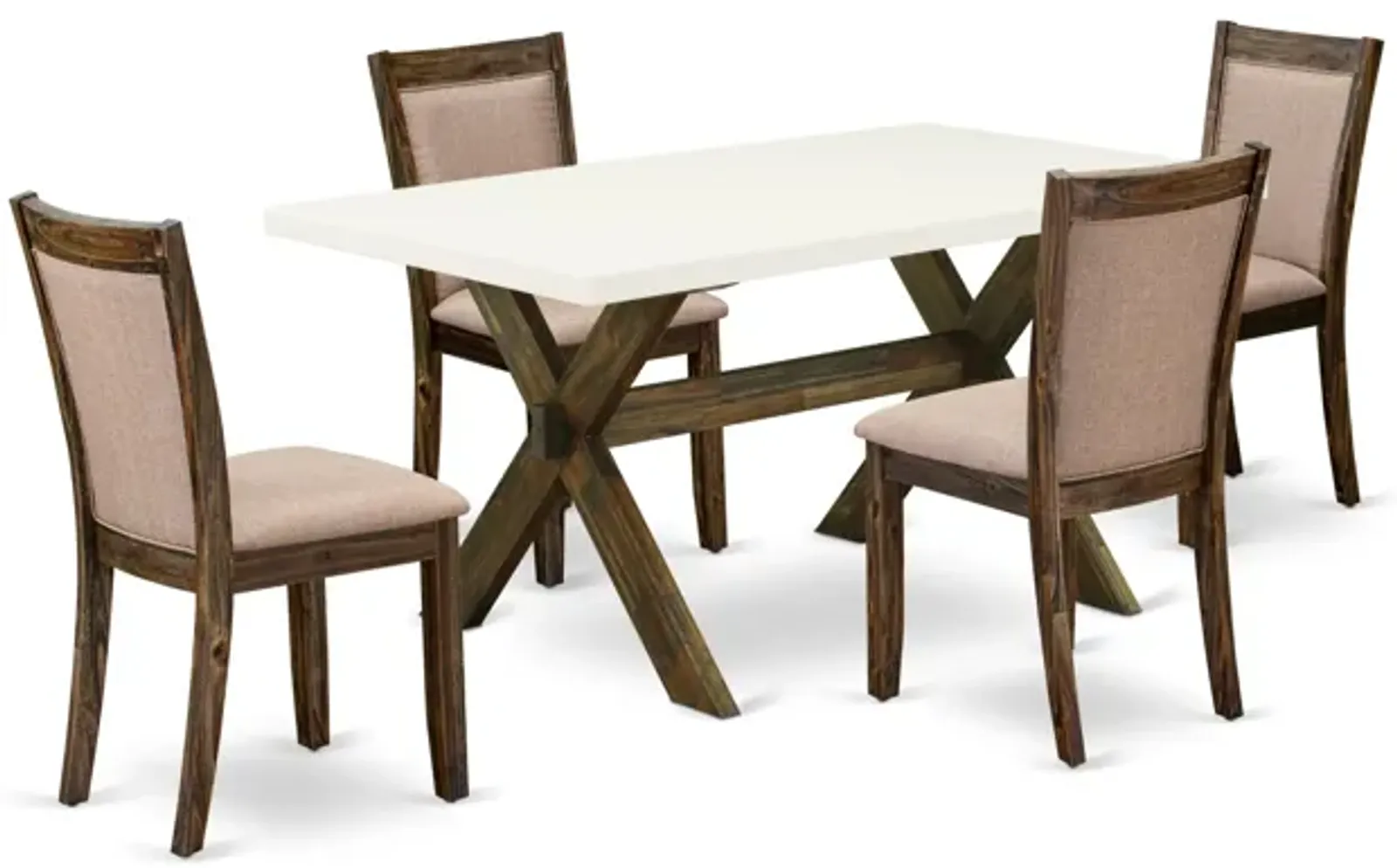 East West Furniture X726MZ716-5 5Pc Dining Set - Rectangular Table and 4 Parson Chairs - Multi-Color Color