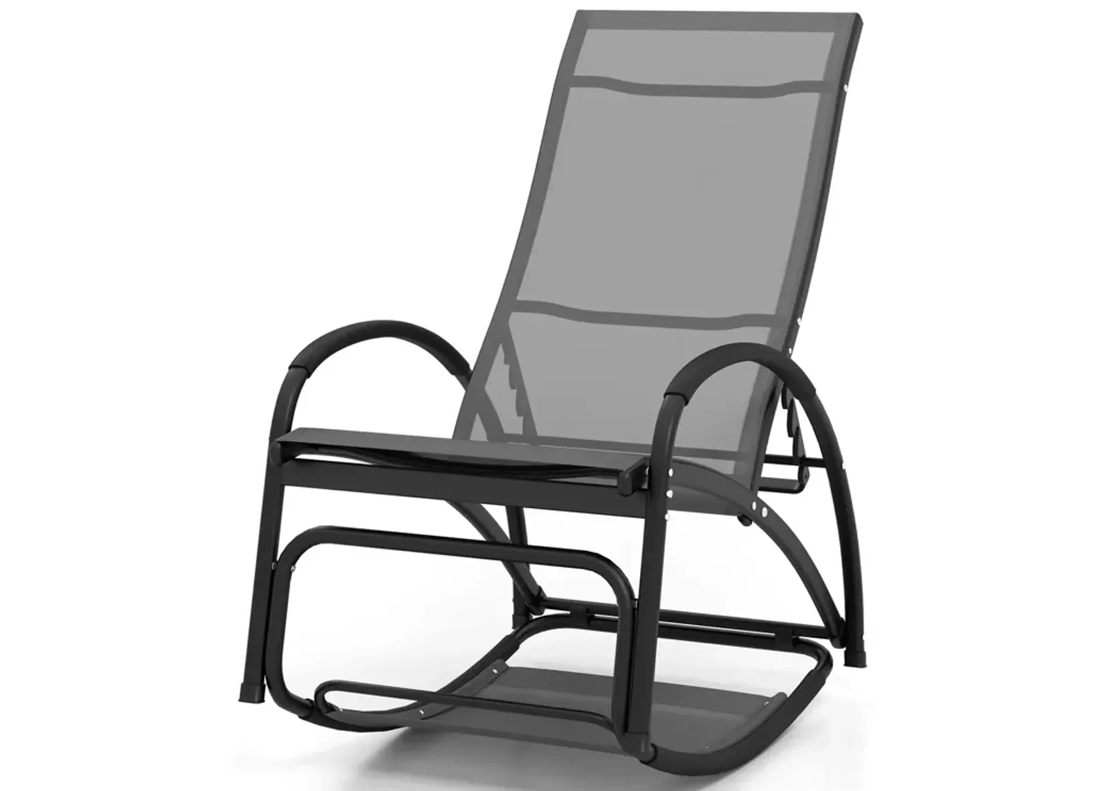 2-in-1 Outdoor Rocking Chair with 4-Position Adjustable Backrest for Patio Porch Poolside