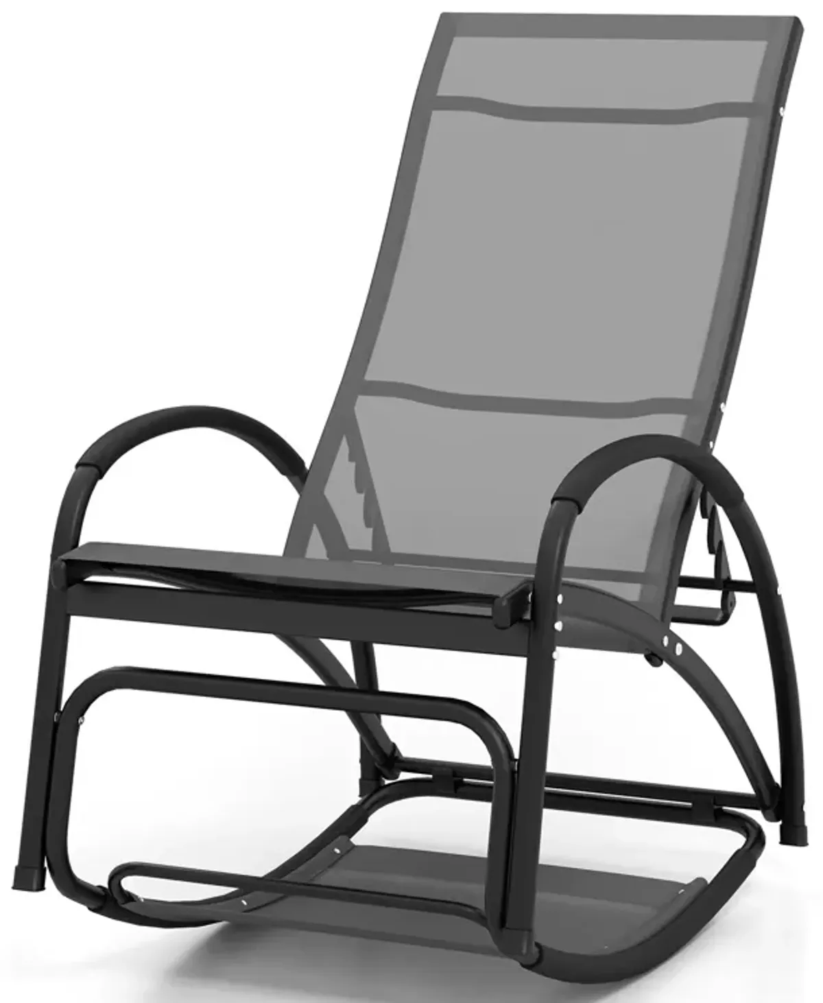 2-in-1 Outdoor Rocking Chair with 4-Position Adjustable Backrest for Patio Porch Poolside