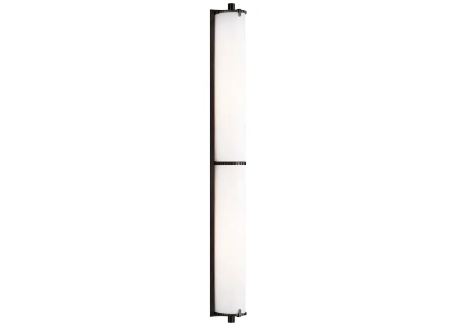 Calliope Over The Mirror Bath Light in Bronze with White Glass